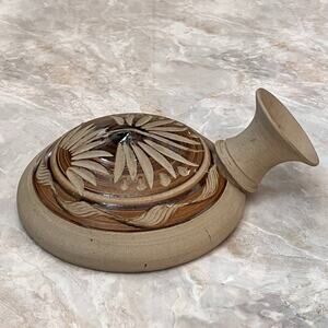 Sandstone Pottery Flat Water Vase Vessel Brown Signed